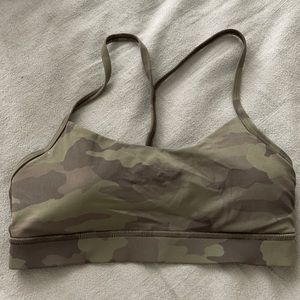Lululemon Flow Y Bra in light camo green. Worn once!